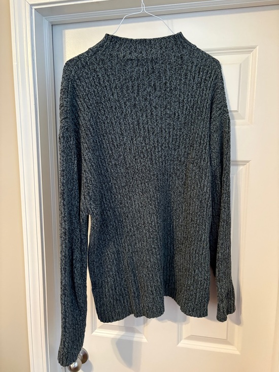 St John’s Bay 100% Cotton Oversized Mockneck Marled Blue Grandpa Sweater - Picture 5 of 7